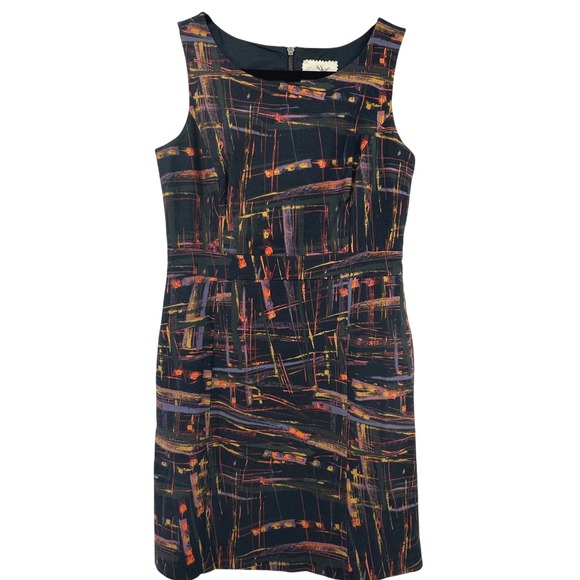 Anthropologie Dresses & Skirts - Anthropologie Tabitha Expressionist Sheath Dress 2 Black Colorful Zip Back Lined